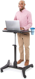 Mobile Podium with Pull Out Mouse Pad & Cup Holder, Black H15688