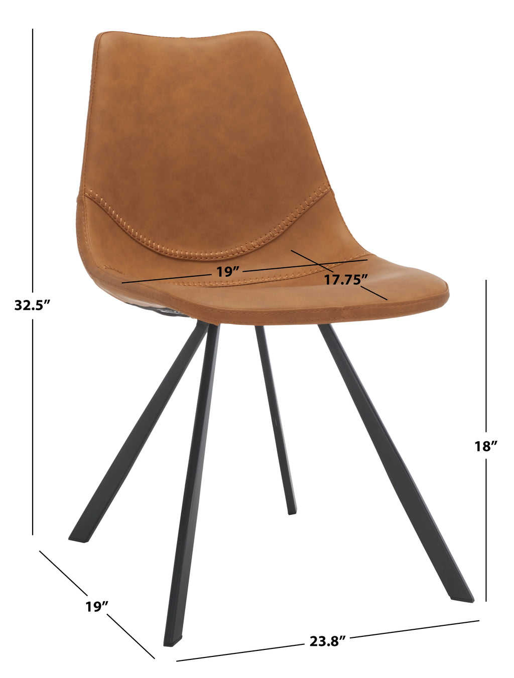 Cognac Tufted Dining Chair Set of 2 C4559