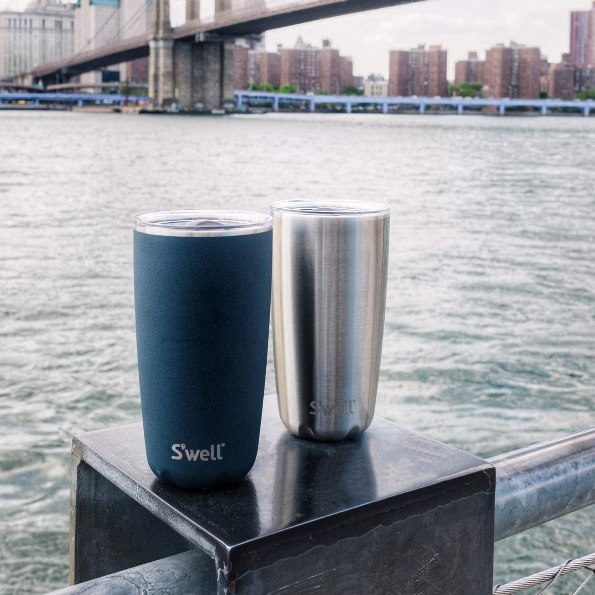 Stainless Steel Tumbler with Slide-Open Lid, 18 Fl Oz Vacuum-Insulated Water Bottle D340