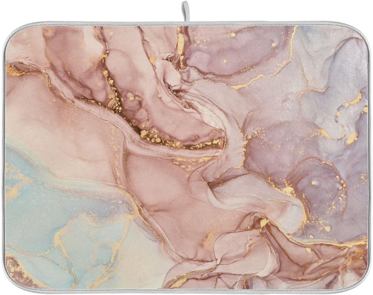 Gold Pink Marble Texture Dish Drying Mat 16x18Inch Q5112