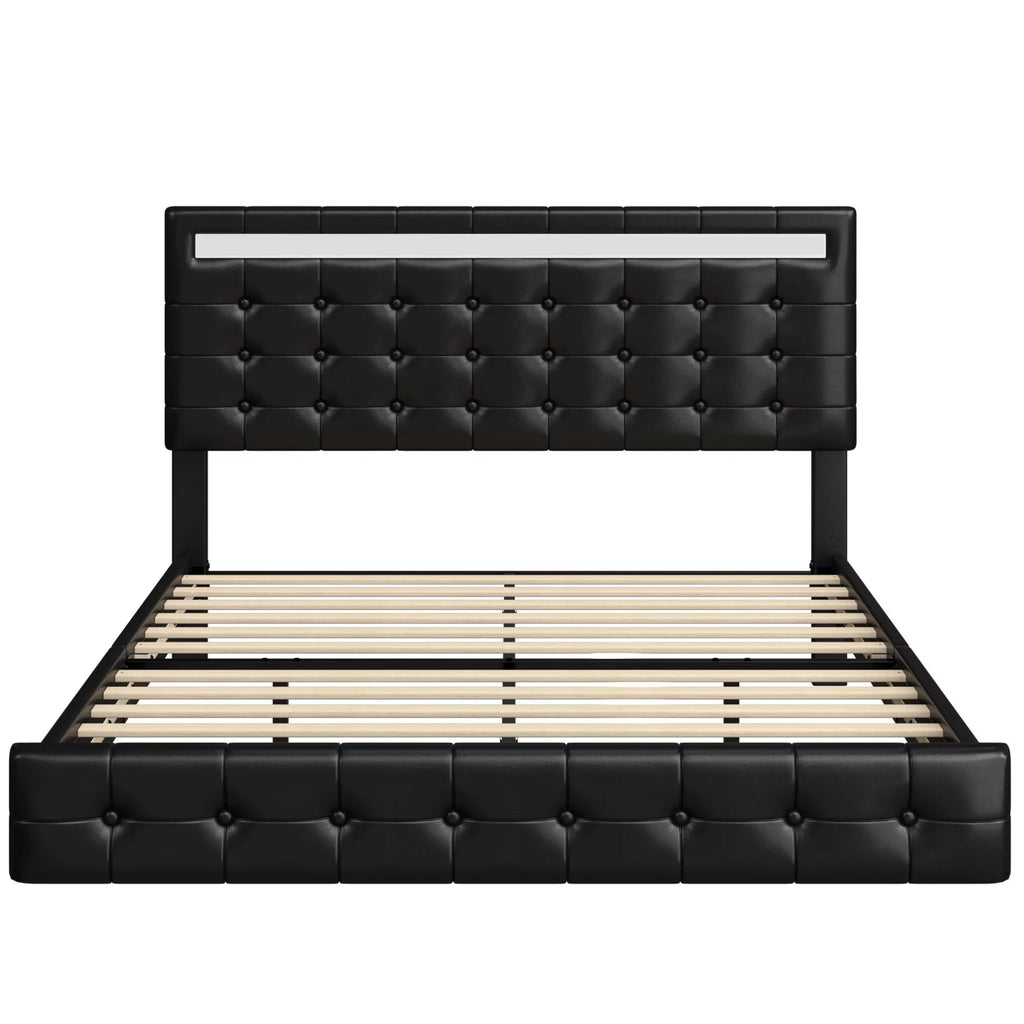 King LED Platform Bed with Under Bed Storage V73047