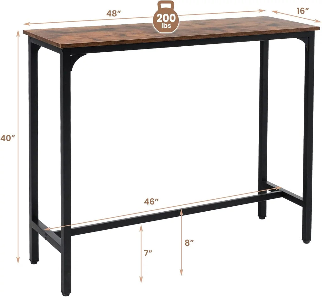 48" Narrow Rectangular Console Table with Steel Frame B4898