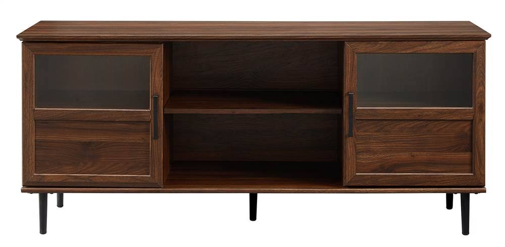 Dark Walnut Glass Wood TV Console J392968