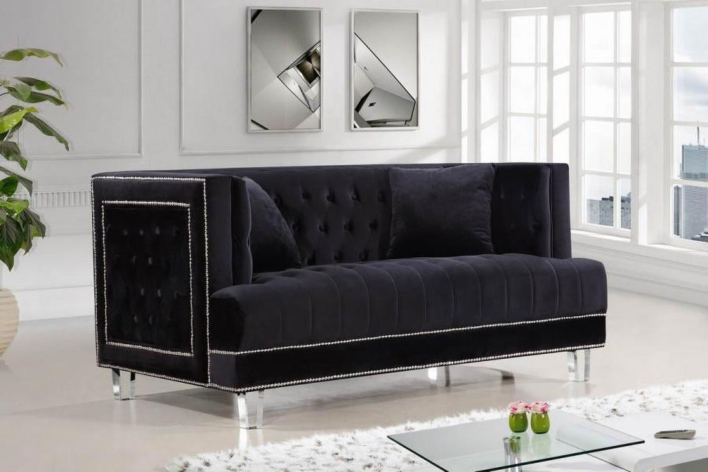 Black Velvet Fabric Acrylic Legs Set 3 Pcs J46475