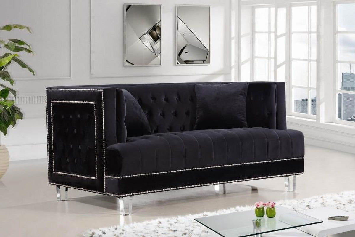 Black Velvet Fabric Acrylic Legs Set 3 Pcs J46475