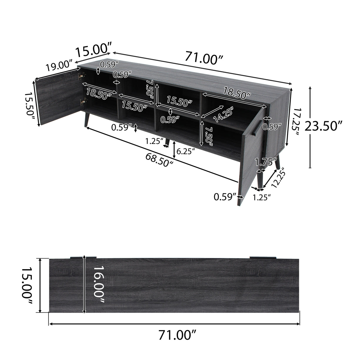 Grey Oak Finish TV Stand P1448