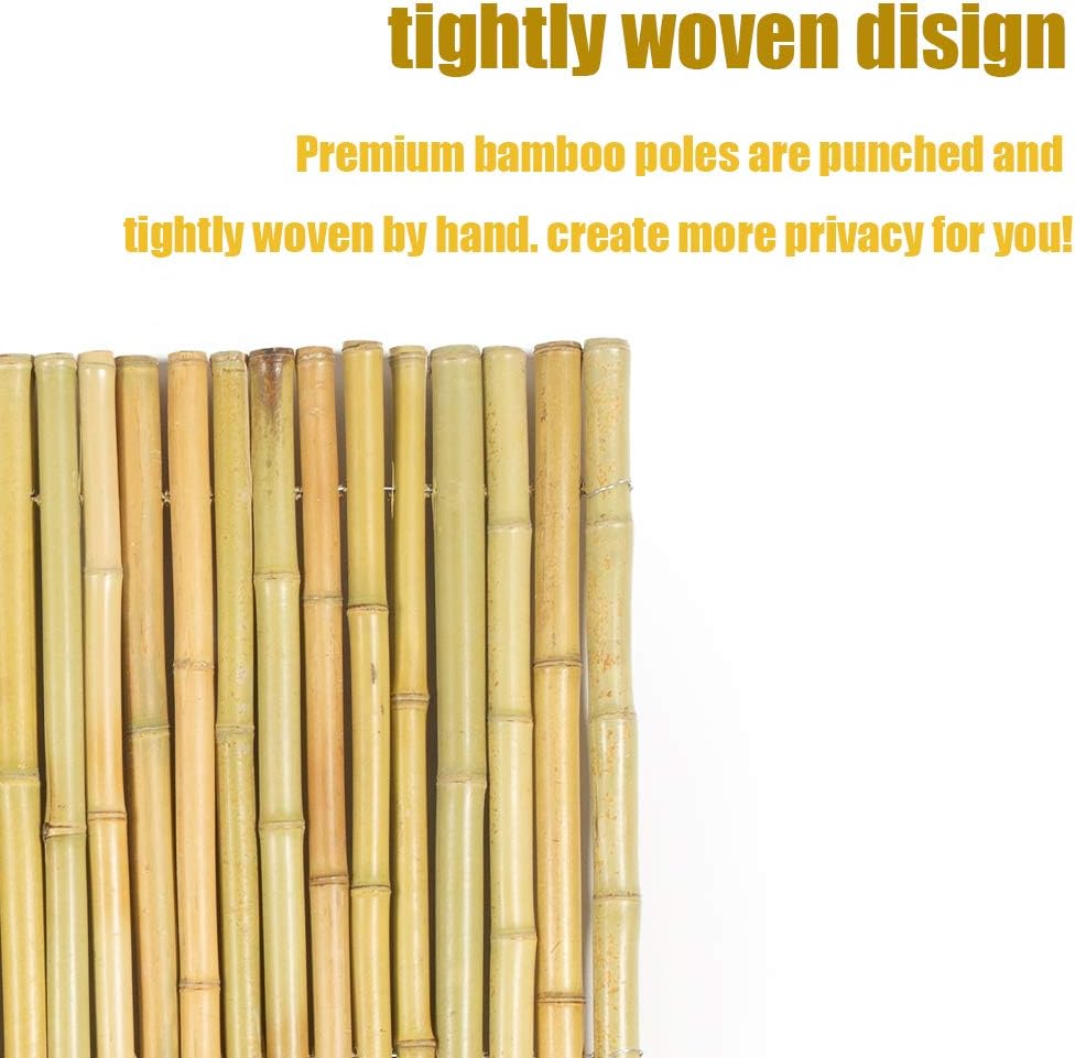 Natural Rolled Bamboo Fence, 0.7 in D x 4 feet High x 6 feet Long C91156