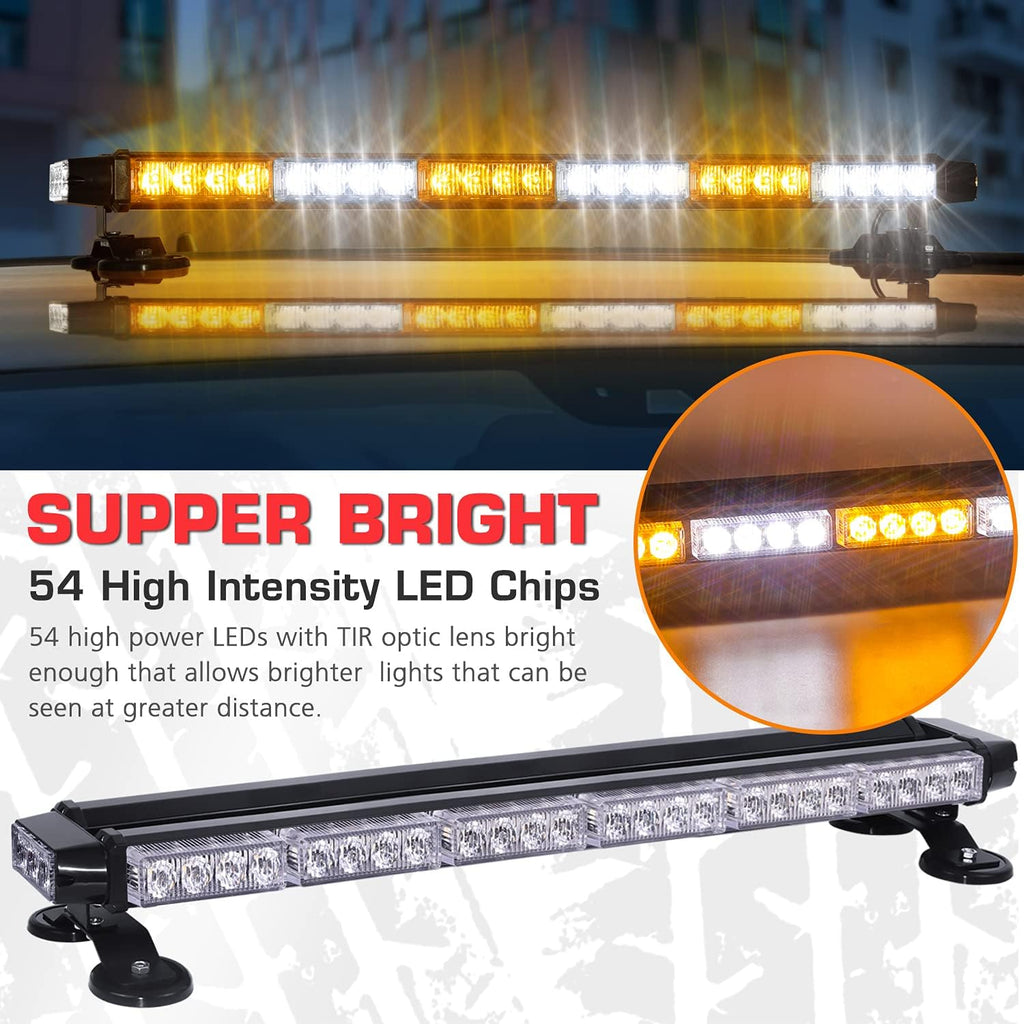 LED Strobe Light Bar 28.5'' 54 LED Emergency Warning Lightbar with Strong Magnetic and 16ft Cable M1547
