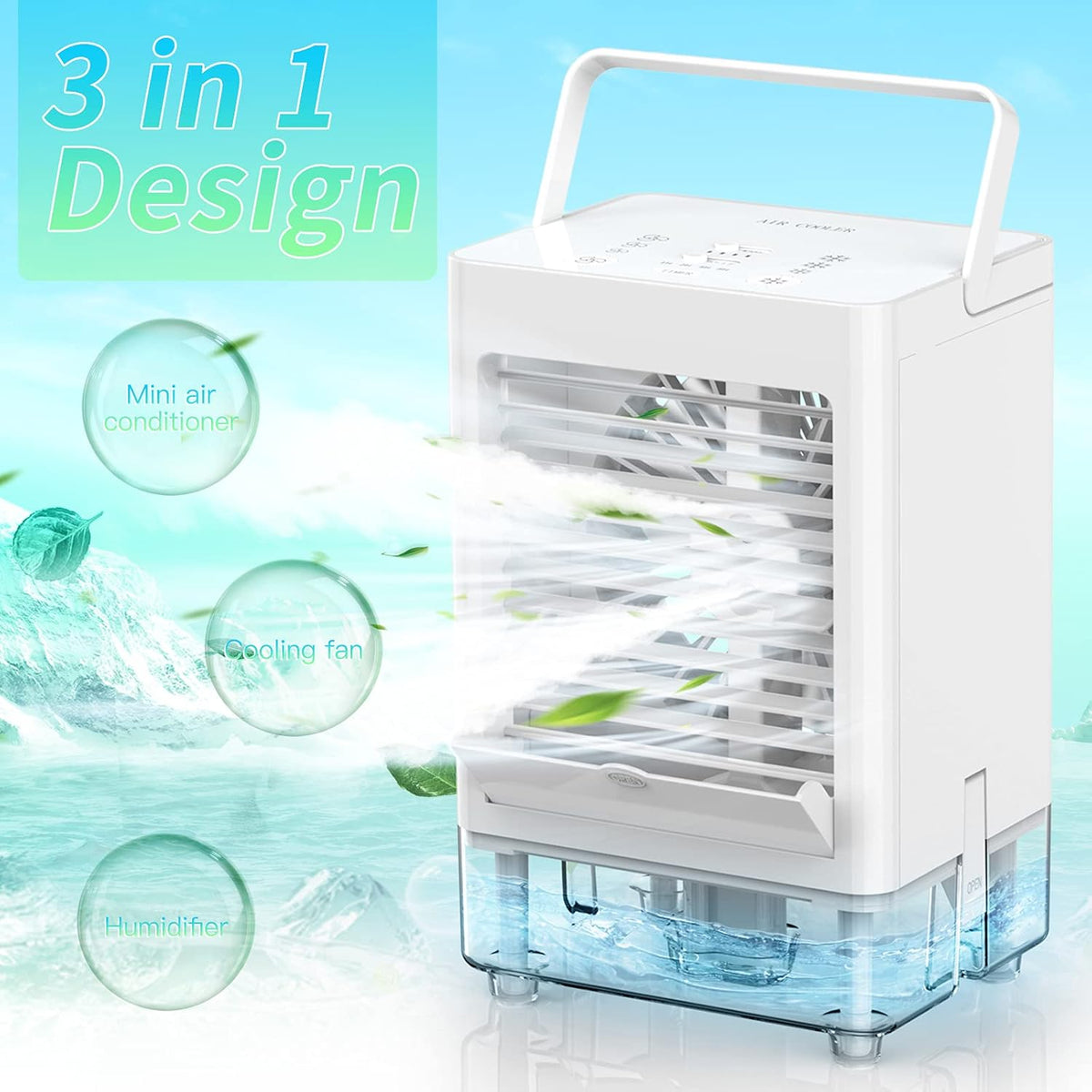Portable Evaporative Air Cooler Fan, 5000mAh Rechargeable, Pack of 2 W773942