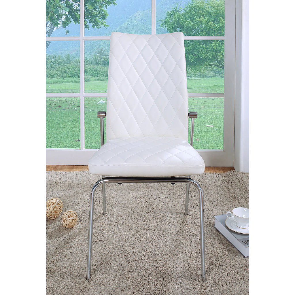 White Metal Tufted Dining Chairs Set of 2 H14945