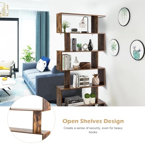 Black 6 Shelf Geometric Bookcase A803375