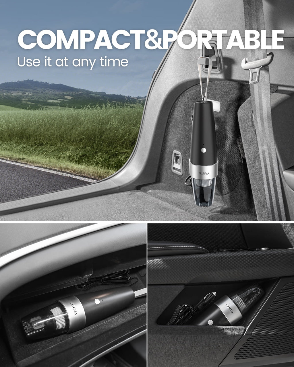 Car Vacuum Cleaner 6000PA 12V Handheld Wet/Dry C207