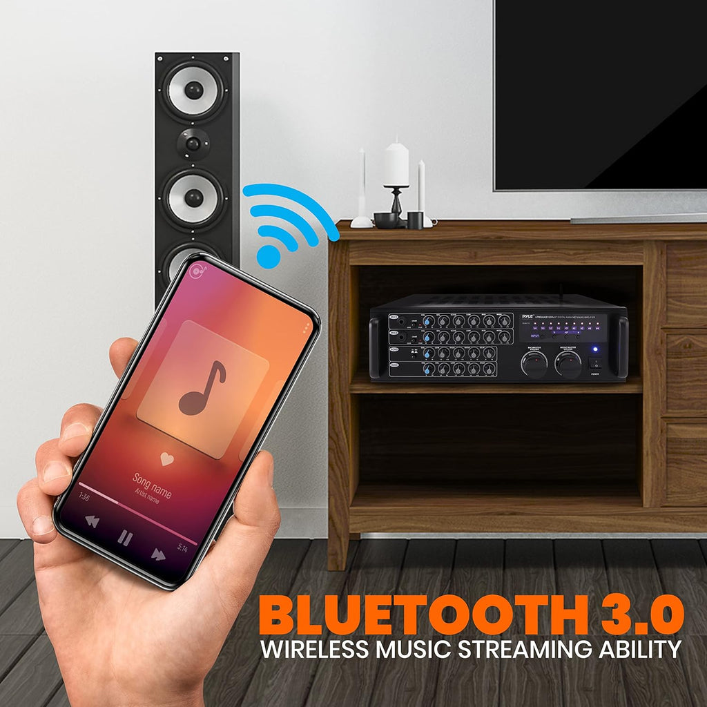 1000-Watt Portable Wireless Bluetooth Stereo Mixer Karaoke Amplifier System with Dual Mic Y812