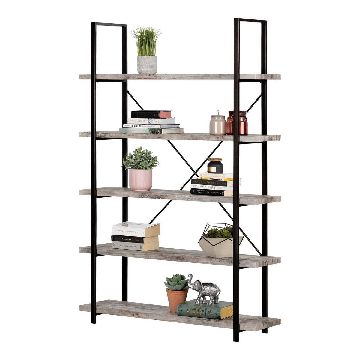 5-Shelf Shelving Unit Driftwood Gray L45078