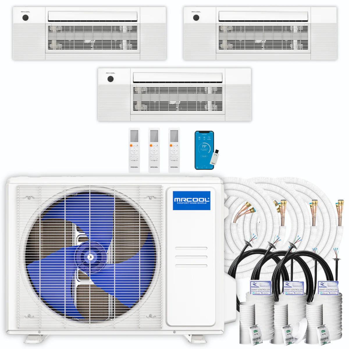 36,000 BTU 3 Zone Ceiling Cassette Ductless Air Conditioner and Heat Pump A525