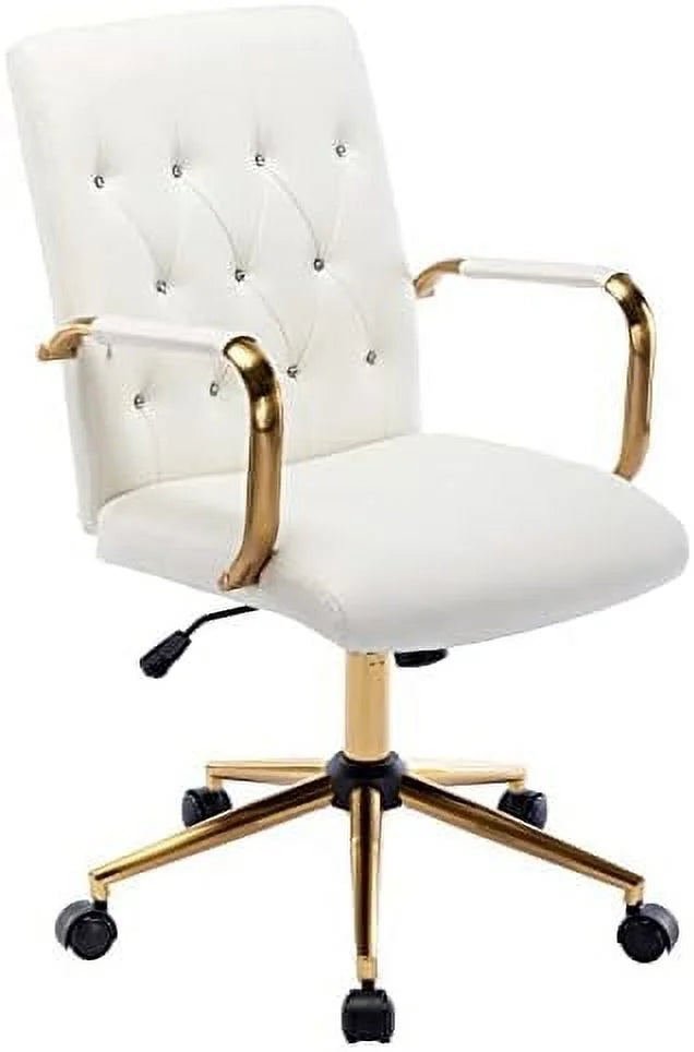 White PU Leather Office Chair with Wheels Q730366