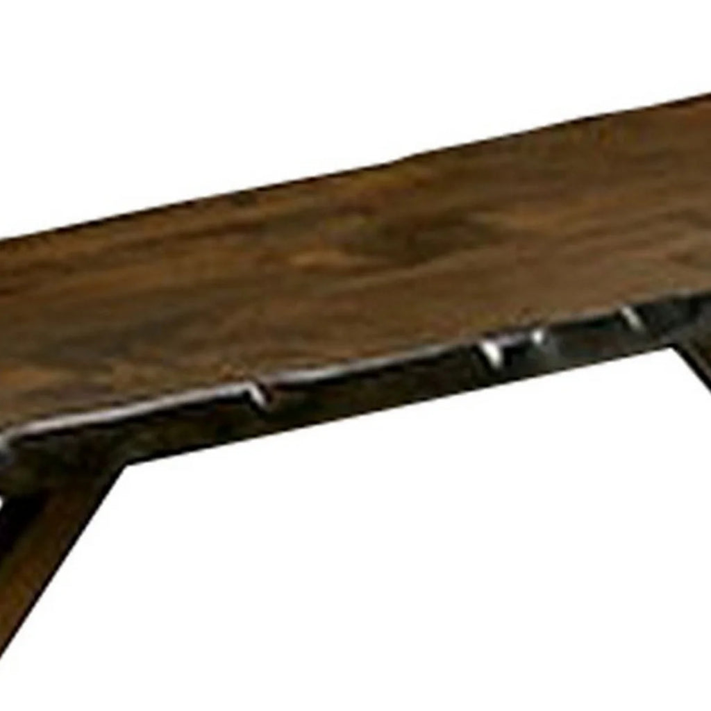 54 Inch Walnut Brown Wood Dining Bench U57581