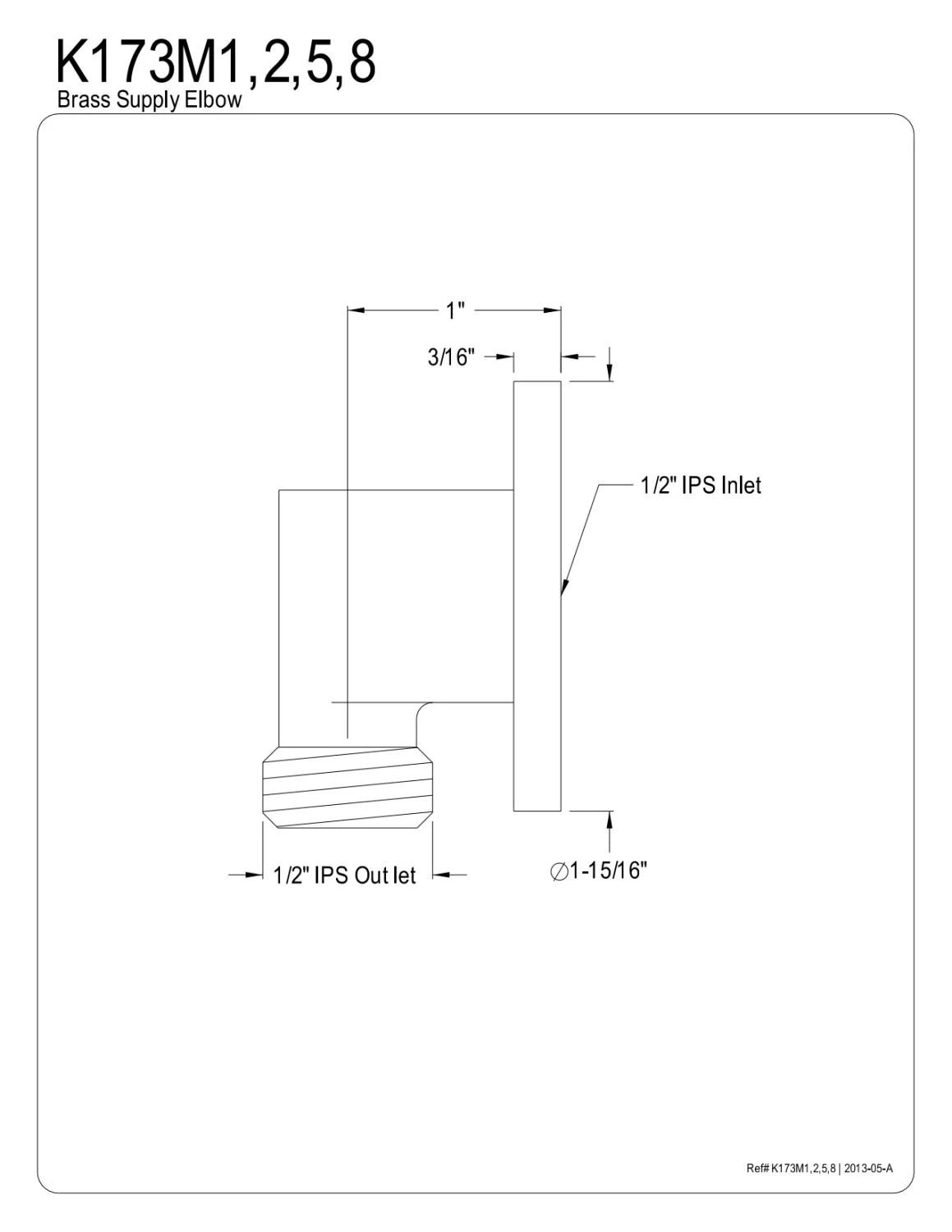 Polished Chrome Wall Mount Supply Elbow S55956