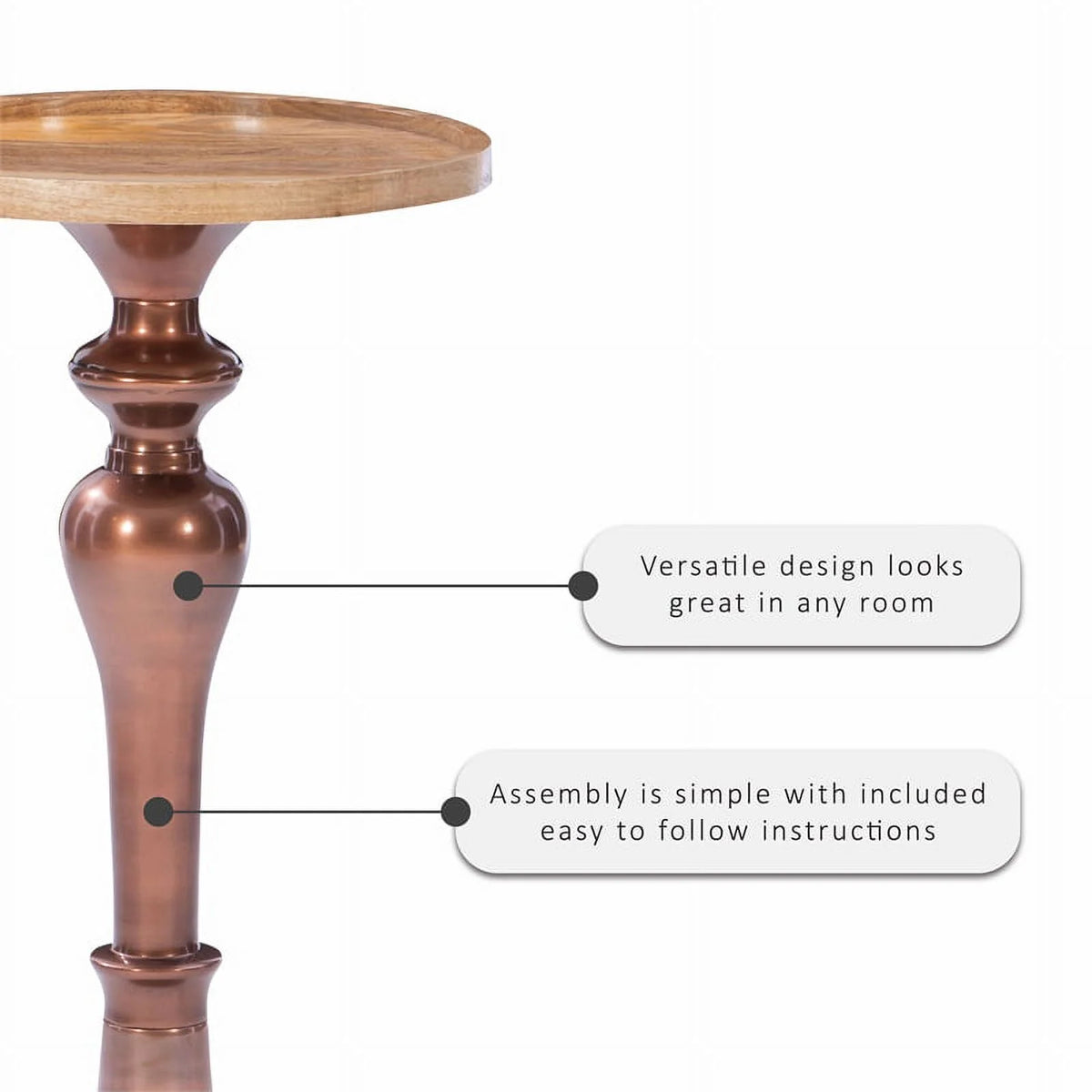 Mango Wood and Aluminum Side Table H477