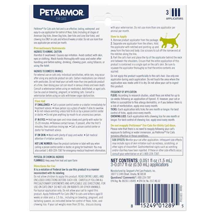 Flea and Tick Treatment for Cats Z3048