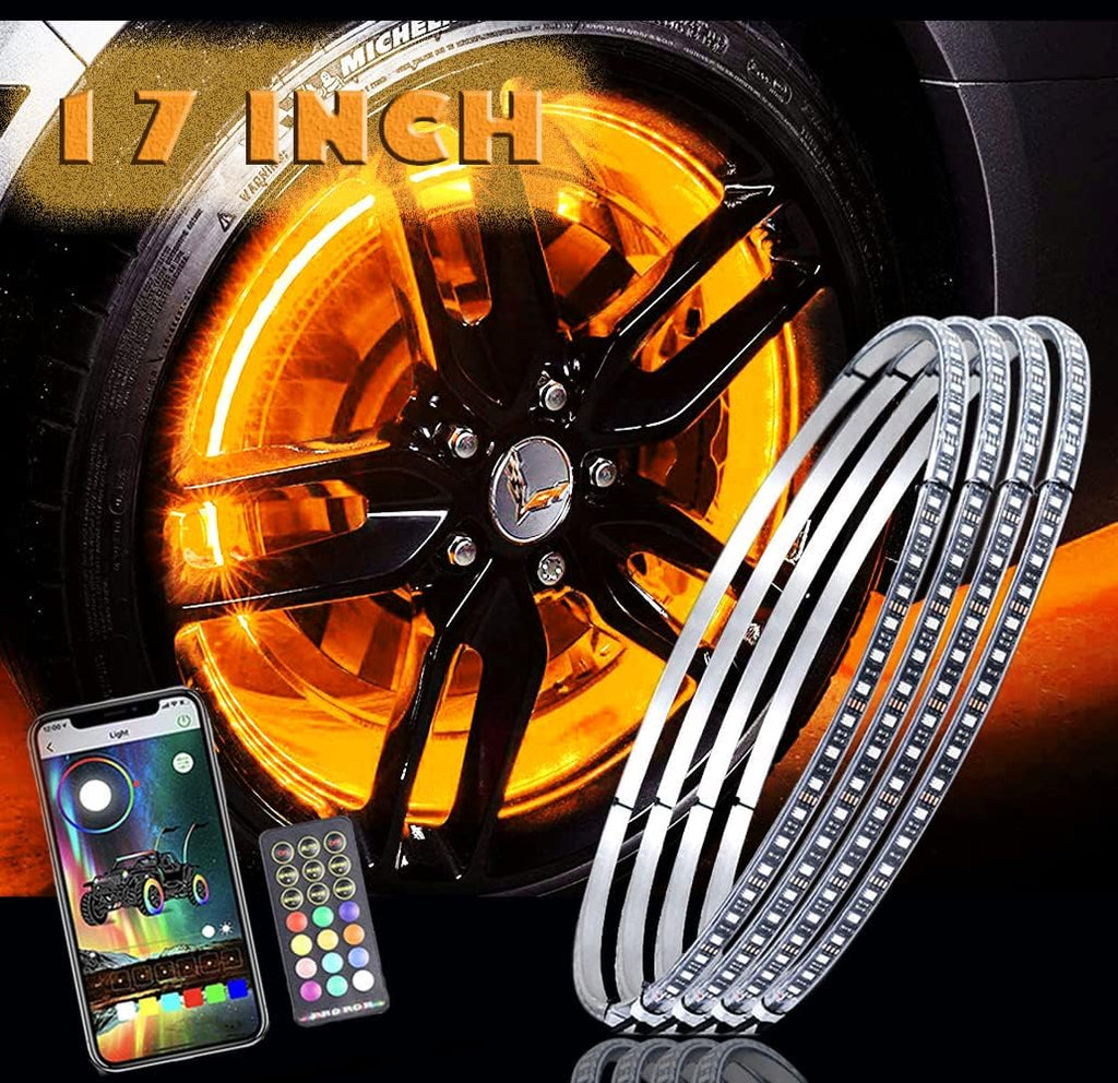 17IN RGB LED Wheel Ring Light Kit 4PCS Single Row Waterproof K664003