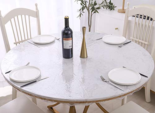 Clear Round Vinyl Fitted Tablecloth W755882