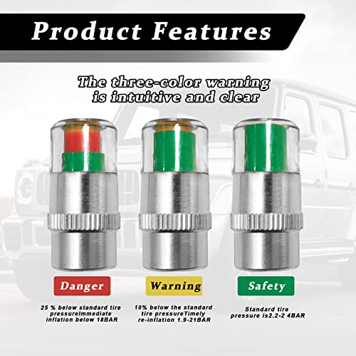Universal 32PSI Tire Pressure Monitor Valve Stem Caps H28928