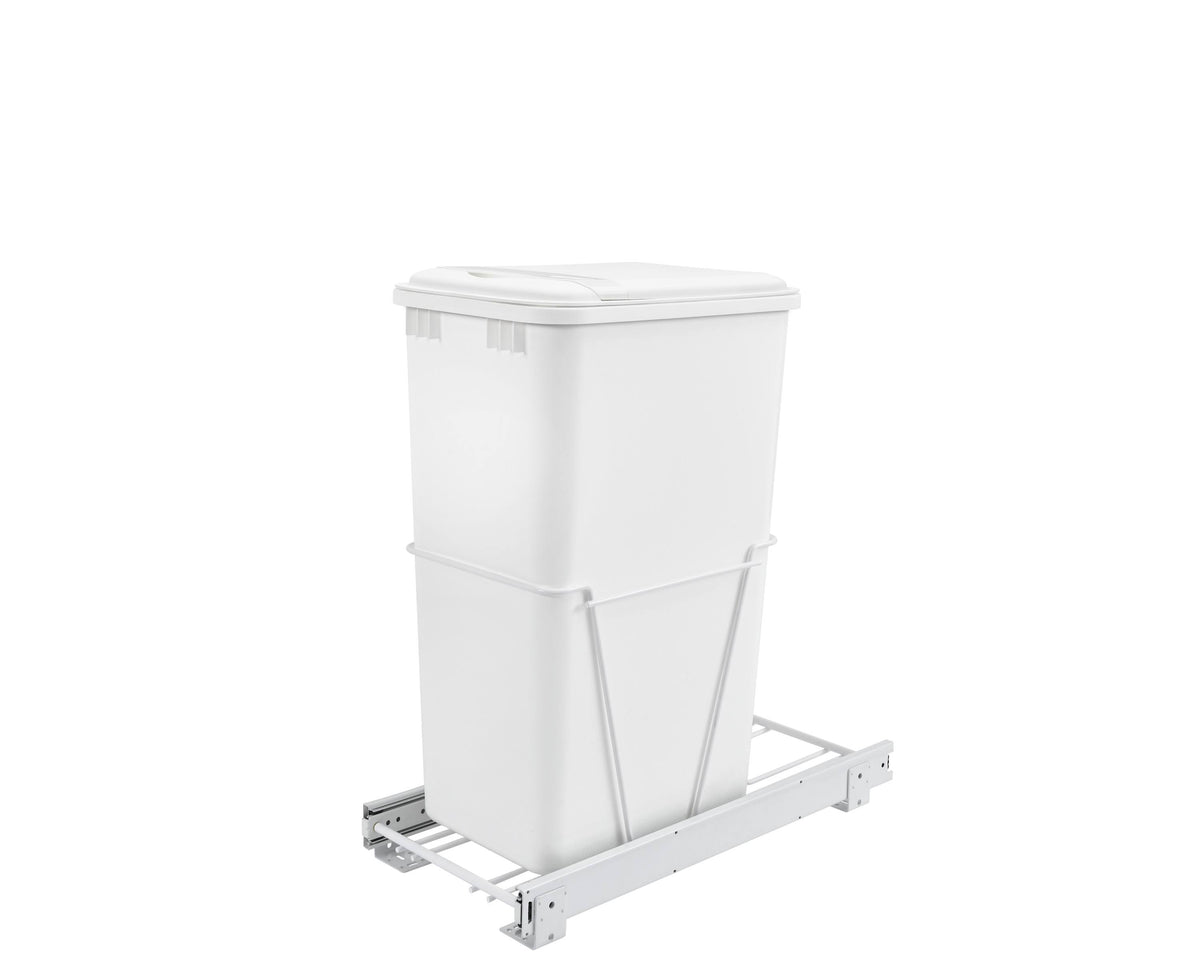 White Plastic Pull Out Trash Can B3168