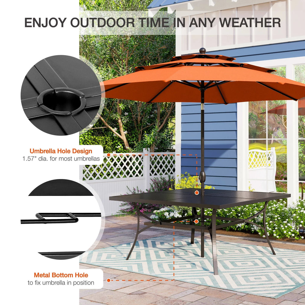 9 Piece Outdoor Metal Patio Dining Set with Swivel Padded Chairs I763