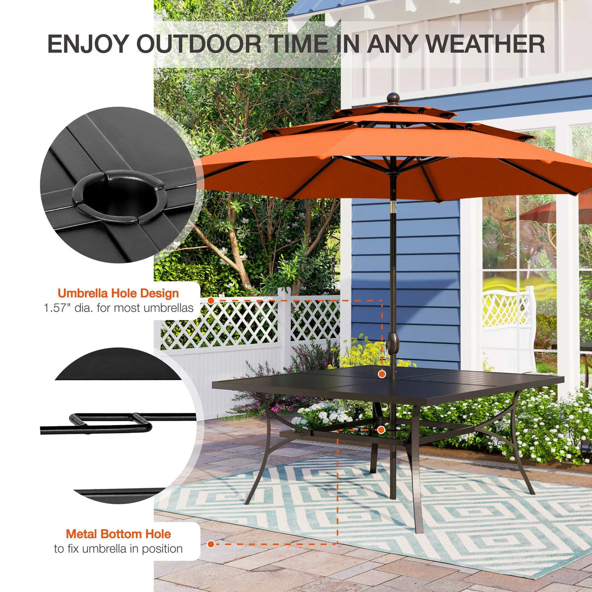 9 Piece Outdoor Metal Patio Dining Set with Swivel Padded Chairs I763