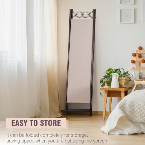 Black 6FT Steel Frame Folding Room Divider L53289