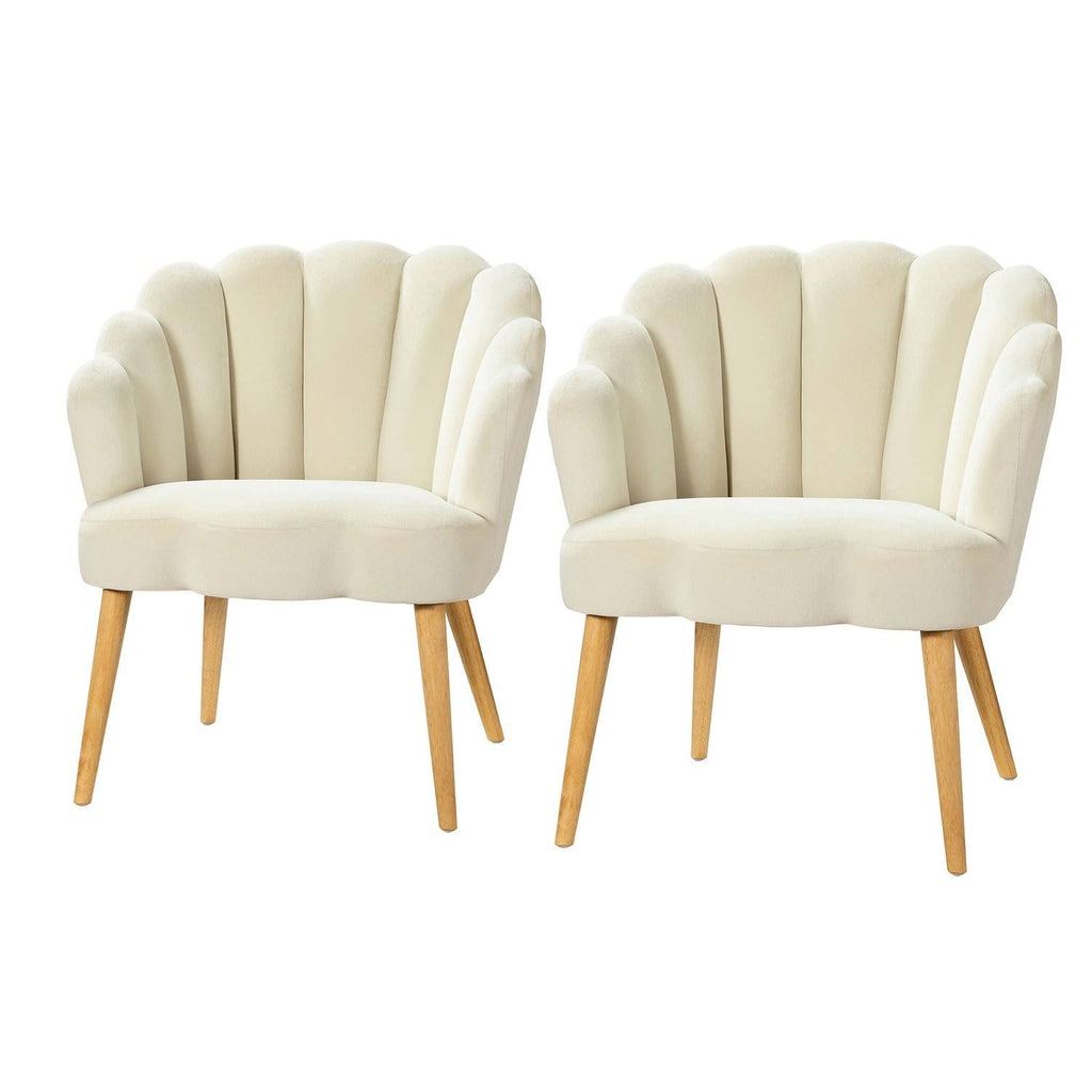 Pink Scalloped Velvet Arm Chair Set of 2 U79419
