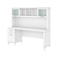 White Office Desk with Drawers and Hutch S924985