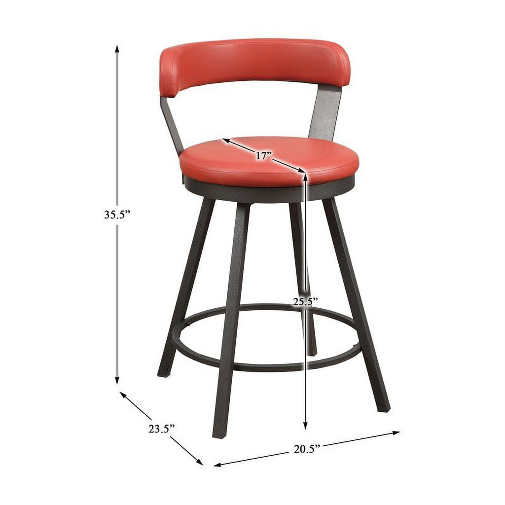 Red Metal Swivel Counter Height Chair (Set of 2) D200