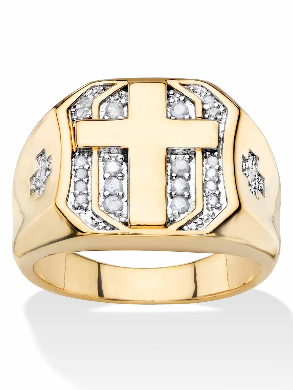 Yellow Gold-Plated Octagon Cross Ring C61188