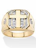 Yellow Gold-Plated Octagon Cross Ring C61188