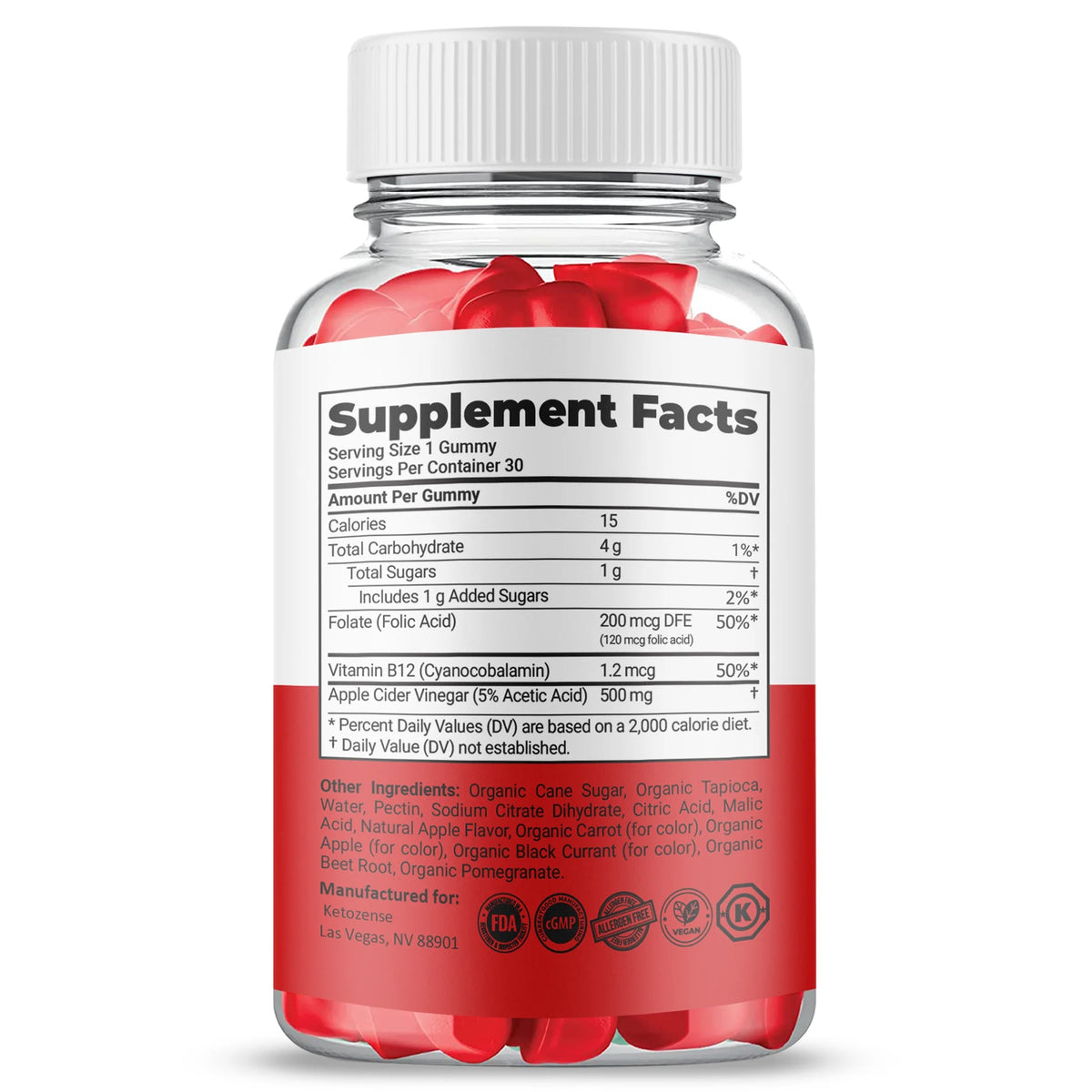 Keto ACV Gummies with Vitamin B12, Pomegranate and Beet Root 5 Pack K57841