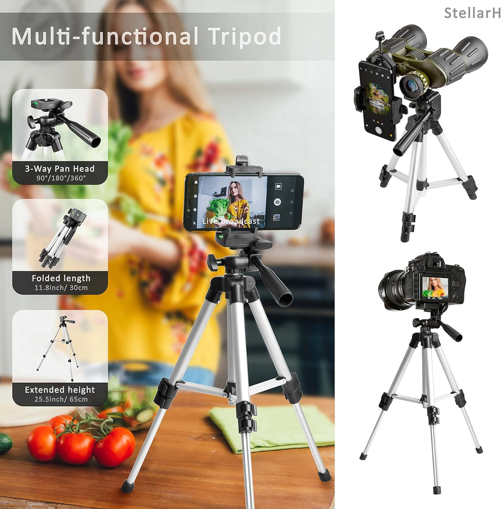 12X50 Full Size Binoculars with Tripod & Smartphone Adapter Carrying Bag F312