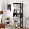 Rustic Brown and Black 5 Tier Bookshelf T318