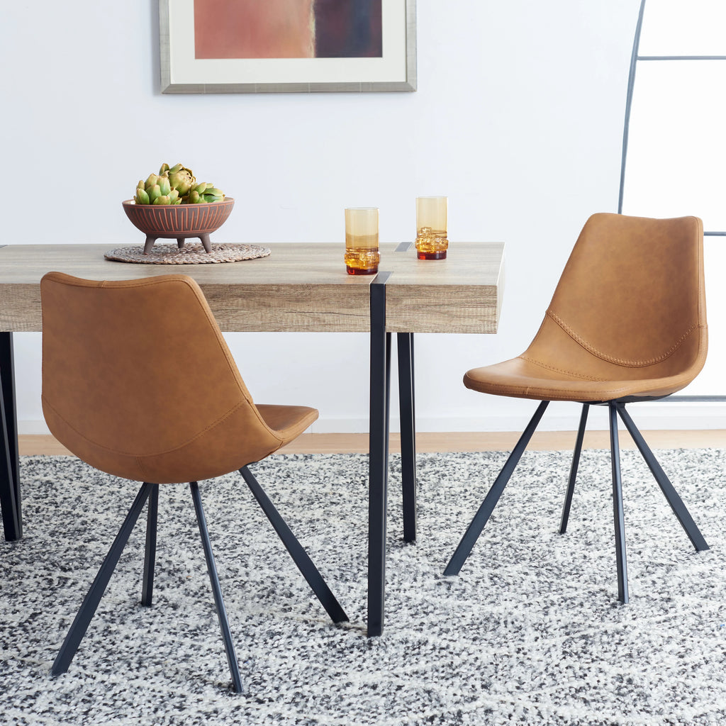 Cognac Tufted Dining Chair Set of 2 C4559
