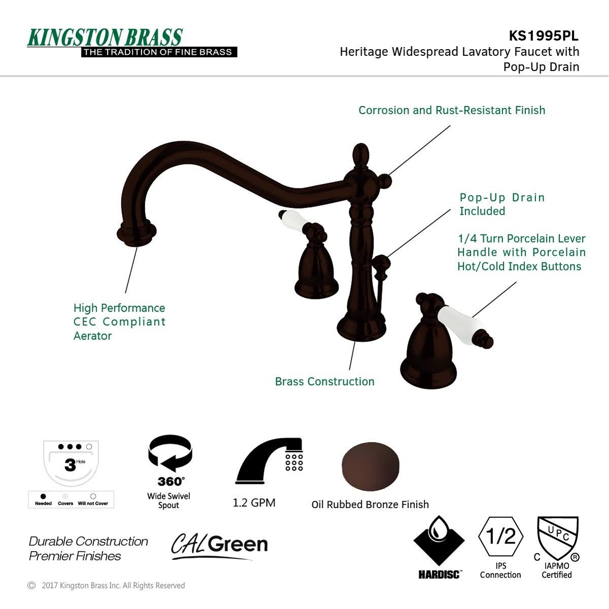 8x22 Widespread Bathroom Faucet Oil Rubbed Bronze J679964