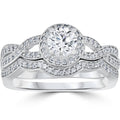 Curve Engagement Ring & Matching Wedding Band 14K White Gold G12419