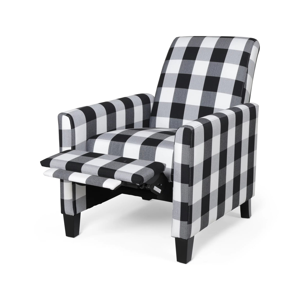 Black Checkerboard Fabric Push Back Recliner D715467