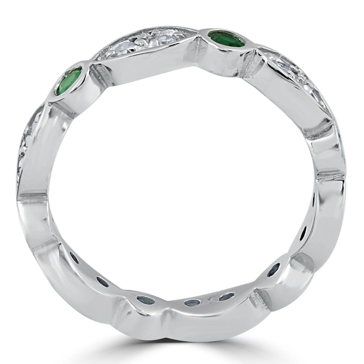 1ct Diamond & Imitation Green Emerald Eternity Ring 14K White Gold X941427