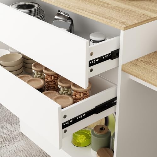 80.7" Wood Kitchen Island with 3 Drawers D822683