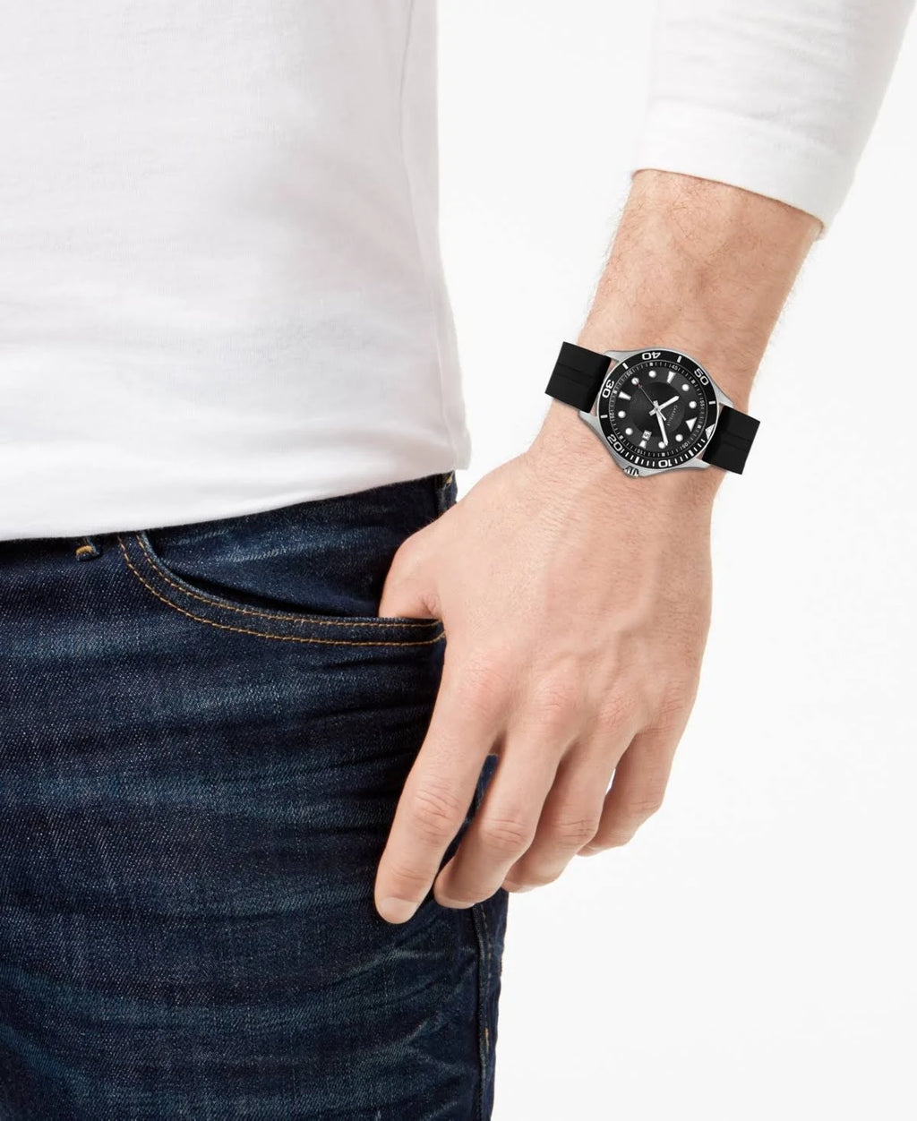 Black Silicone Strap Watch 42mm B548730