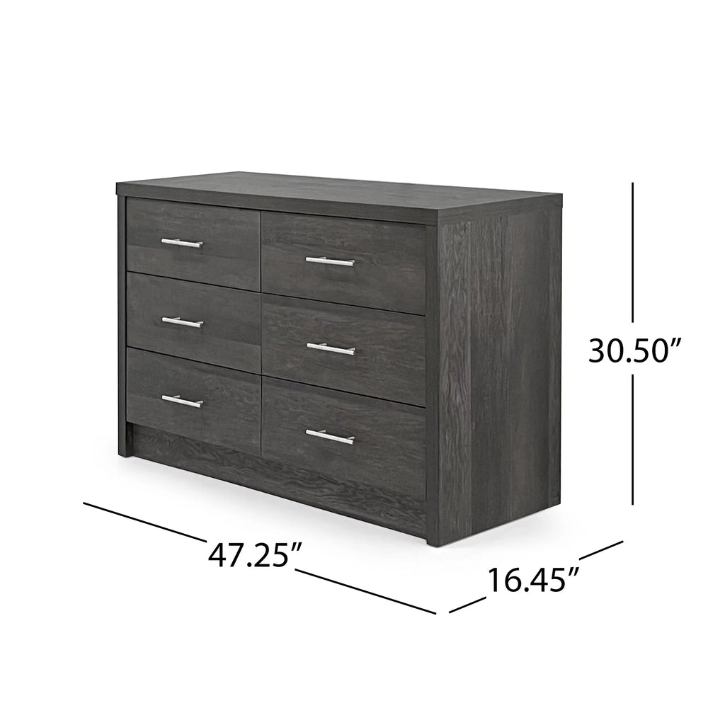 Gray Maple 3 Piece Double Dresser and Nightstand Set F798