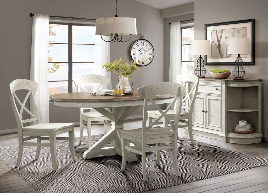 5-Piece Round Pedestal Dining Set with 4 Side Chairs M703