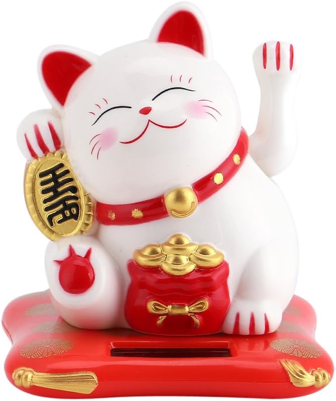 White Pack of 2 Solar Powered Waving Cat H674410