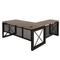 Reversible L-Shaped Desk Weathered Walnut Laminate Black Legs R172